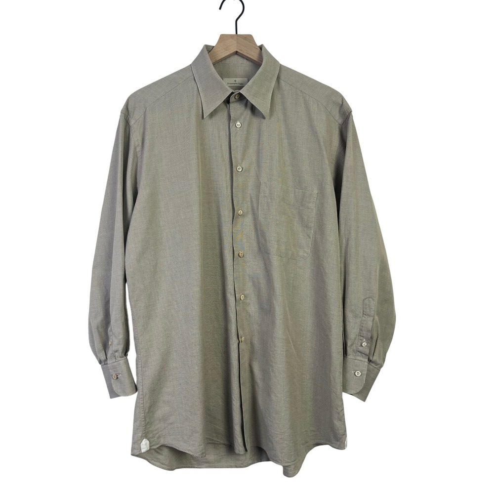 Ermenegildo Zegna Preppy Minimalist Dress Button Shirt‎ Men's Large Long Sleeve